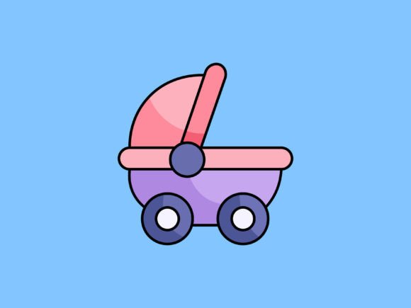 Children Baby Stroller Illustrations: A Versatile Design Asset