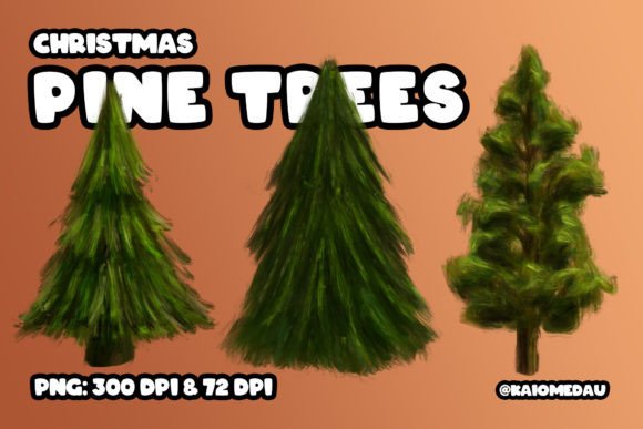 Christmas Pine Trees Illustrations: Festive Clipart for Designers