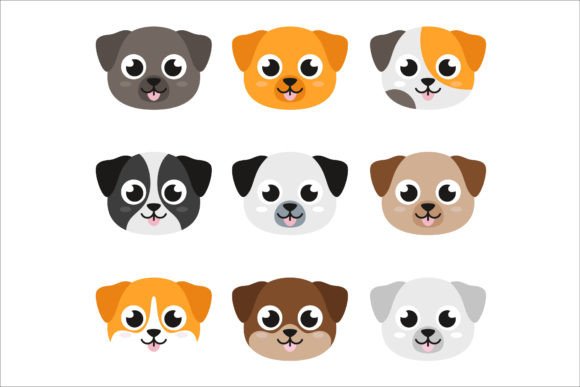 Dog Heads, Flat Style Illustrations: A Designer's Asset