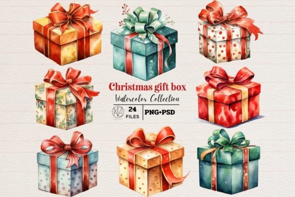 Enchanting Christmas Gift Box Illustrations for Holiday Projects