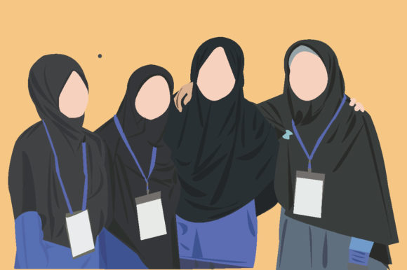 Four Muslim Friends Illustrations: Community in Design