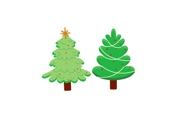 Modern Holiday Decor: Christmas Tree Set Illustrations