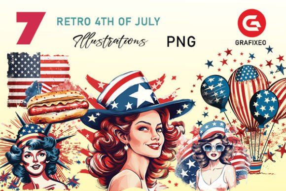 Retro 4th of July Illustrations: Vintage Charm for Modern Projects