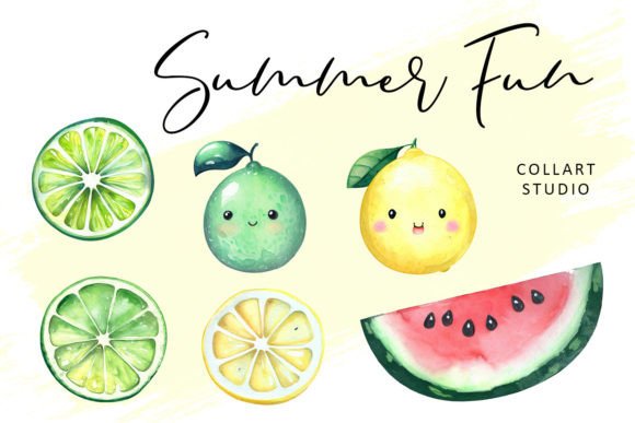 Summer Fun: Cute Fruit Illustrations for Every Project