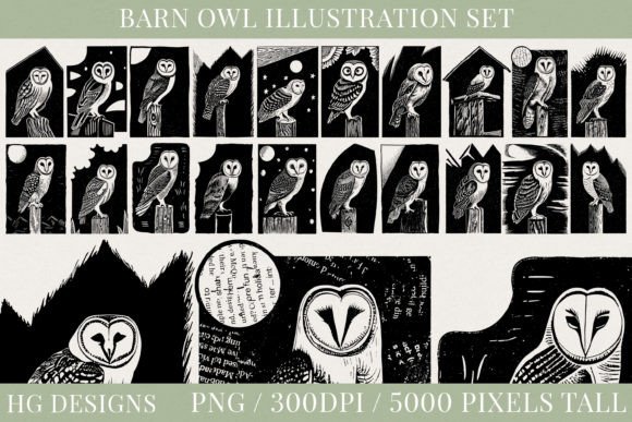 Timeless Charm: The Vintage Barn Owl Illustrations Set