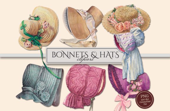 Vintage Bonnet & Hat Illustrations: Timeless Charm for Modern Projects